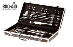 16 piece pc BBQ grilling accessories set – bbq grill brush tongs spatula fork skewers corn ...