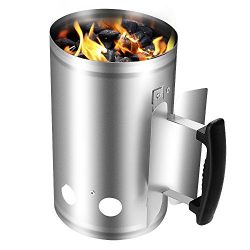 Large Charcoal Chimney Starter Grill Barbecue BBQ Galvanized Steel Chimney Lighter Basket Outdoo ...