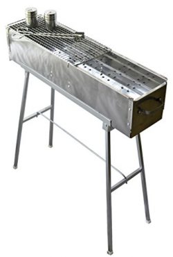 Party Griller 32” Stainless Steel Charcoal Grill – Portable BBQ Grill, Yakitori Grill, Kebab Gri ...