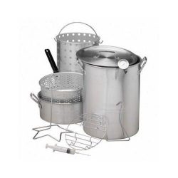 30 QT Deep Turkey Fryer Pot Kit Wings Fish Baskets Outdoor Propane Stockpot NEW