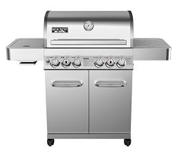 4-Burner Propane Gas Grill in Stainless with LED Controls, Side and Side Sear Burners