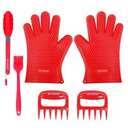 JET-BOND Silicone BBQ Tool Set Grilling Oven Mitts Gloves Meat Claws Tongs Brush Cooking Accesso ...