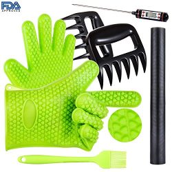 BBQ Grill Oven/Cooking Gloves-Meat Claws Set – Targher 5 in 1 BBQ Set with Silicone Gloves ...