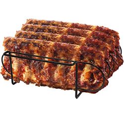 Sorbus Non-Stick Rib Rack – Porcelain Coated Steel Roasting Stand – Holds 4 Rib Racks for Grilli ...