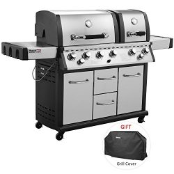 Royal Gourmet Mirage MG6001-R Two Split Lid 6-Burner Cabinet Propane Infrared Burner Gas Grill,  ...