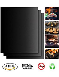 Peterivan Grill Mat Set of 3 – 100% Non Stick BBQ Grilling Mats – Heavy Duty 500F De ...