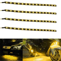 30cm 12V SMD 15 LED Car Trucks Moto Grill Flexible Waterproof Light Strips (Yellow,2pcs)