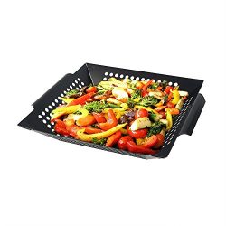 Arctic Monsoon Stainless Steel Non-Stick Grilling Basket, Black