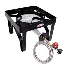 GAS ONE 200,000 BTU Square Heavy- Duty Single Burner Outdoor Stove Propane Gas Cooker with Adjus ...