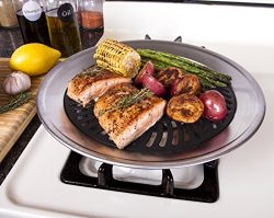 Kitchen + Home Stove Top Smokeless Grill Indoor BBQ, Stainless Steel with Double Coated Non Stic ...