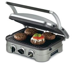 Cuisinart GR-4N 5-in-1 Griddler, Silver, Black Dials