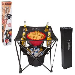 Tailgating Table- Collapsible Folding Camping Table with Insulated Cooler, Food Basket and Trave ...