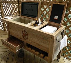 Outdoor Patio Cooler Bar – Wooden Rustic Kitchen Furniture – Grilling Prep Station o ...