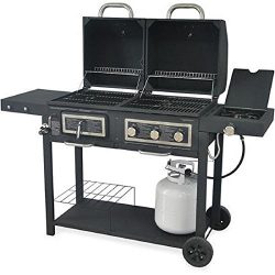 Durable Outdoor Barbeque & Burger Gas/charcoal Grill Combo Comes with a Chrome Plated Warmin ...