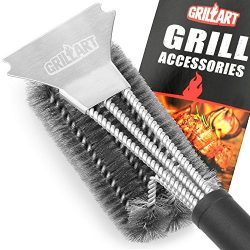 Grill Brush and Scraper – GRILLART Bristles 18″ Best BBQ Grill Brush – Stainle ...