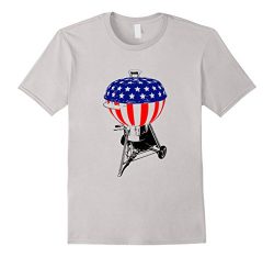 Mens USA Charcoal Kettle Grill T-Shirt Stars and Stripes July 4th 2XL Silver