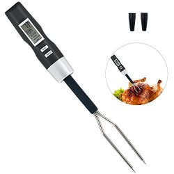 Digital Electronic Instant Read Thermometer Fork with 2 Long Stainless Steel Probe Ready Alarm L ...