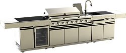 Modular 3 Piece Island Electric and Gas BBQ Outdoor Grill Kitchen, with Wine Refrigerator, Sink, ...