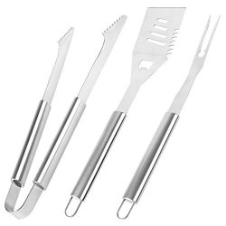 BBQ Grilling Tools Set , SIEGES Spatula Fork & Tongs for Barbecue & Grill , 18 Inch Uten ...