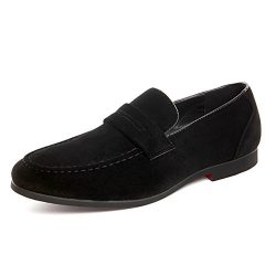 ZLY Men’s Textured Loafers Wedding Shoes Outdoor Smoker Shoe Slip-On Boat Shoes 9.5 Black