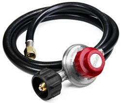 DozyAnt 5 feet 0-20 PSI Adjustable High Pressure Propane Regulator with Hose for QCC1/Type1 Prop ...