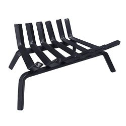 Black Wrought Iron Fireplace Log Grate 18 inch Wide Heavy Duty Solid Steel Indoor Chimney Hearth ...