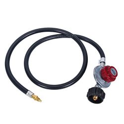 GASSAF 4FT 0-10PSI Adjustable High Pressure Propane Regulator Grill Connector with Hose for Tabl ...