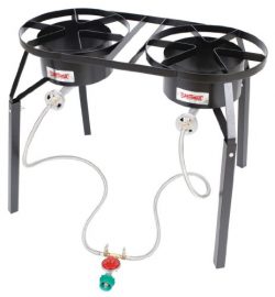 Bayou Classic DB250 Double Burner High-Pressure Cooker with Extension Legs