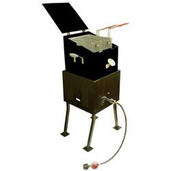 King Kooker #2290 Deluxe Multi-Purpose Outdoor Cooker Package with Black Steel V-Bottom Pot