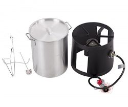 Portable Propane Cooker with 30-Quart Outdoor Turkey Fryer Kit Aluminum Pot Best Massage