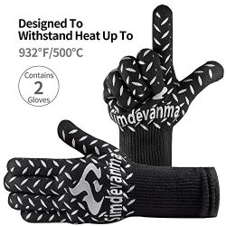 simdevanma Heat Resistant Cooking Gloves-BBQ Grilling-Oven-Big Green Egg- Fireplace Accessories  ...