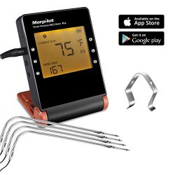Wireless Meat Thermometers for Grill Smoker, Morpilot Bluetooth BBQ Grill Thermometer Smart Remo ...