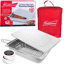 Budweiser Stovetop Smoker – The Original Stainless Steel Smoker with Wood Chips – Wo ...