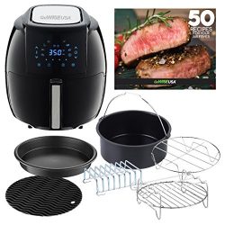 GoWISE USA 5.8-Quarts 8-in-1 Air Fryer XL with 6-piece Accessory Set + 50 Recipes for your Air F ...