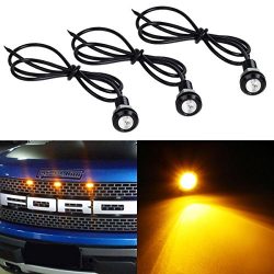 Partsam 3PCS 3000K Amber Yellow LED Lamps Eagle Eye Lights for Ford F150 Raptor SVT Style Front  ...