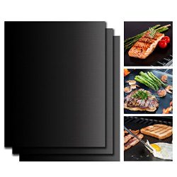 Grill Mat 100% Non-stick and Reusable Heavy Duty Mat Used on Charcoal Gas Electric Grill Oven an ...