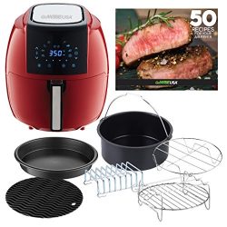 GoWISE USA 5.8-Quarts 8-in-1 Air Fryer XL with 6-piece Accessory Set + 50 Recipes for your Air F ...