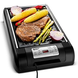 Magic Mill 2 in 1 Electric Smokeless Grill and Griddle Pan for Indoor BBQ in Your kitchen – Digi ...