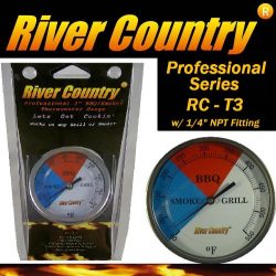 3″ River Country (RC-T3) Easy Mount Adjustable BBQ, Grill, Smoker Thermometer (100 to 550 F)