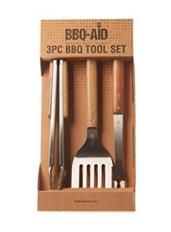 3 Piece Grilling Accessories Set – Tongs, Spatula & Fork – Heavy Duty Stainless  ...