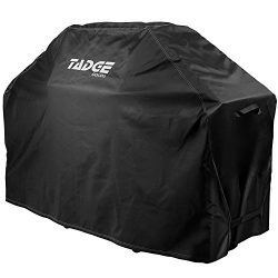 Tadge Goods BBQ Grill Cover w/ Handles (58” Black) Waterproof, Weather Resistant, Heavy Duty | L ...