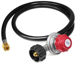 DozyAnt 4 Feet High Pressure Propane 0-20 PSI Adjustable Regulator with 4FT QCC1/Type1 Hose R ...