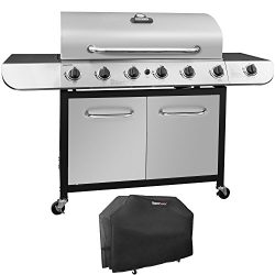 Royal Gourmet Classic Stainless Steel 6-Burner Cabinet Gas Grill with Side Sear Burner（Grill +  ...