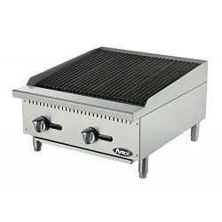 Atosa USA ATCB-24 Heavy Duty Stainless Steel 24-Inch Char-Rock Broiler – Natural Gas