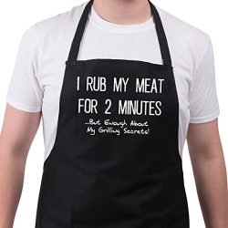 BBQ Apron Funny Aprons For I Rub My Meat Barbecue Grill Kitchen Gift One Size