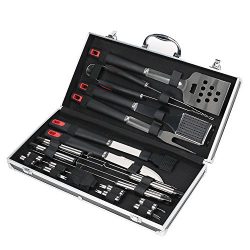 BBQ Grill Utensil Tools Set, Deluxe 18-pieces Grill Tools set, Stainless Steel Barbecue Grill To ...