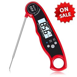 Digital Food Thermometer Instant Read (3-4s) Best Waterproof Meat Thermometer with Calibration a ...