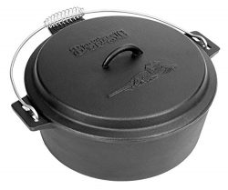 Bayou Classic 7410 Cast Iron Chicken Fryer with Dutch Oven Lid, 10 quart, Black