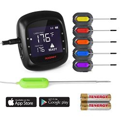 Tenergy Solis Digital Meat Thermometer, APP Controlled Wireless Bluetooth Smart BBQ Thermometer  ...