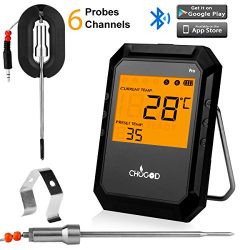 Meat Thermometer, Bluetooth Digital Cooking Thermometer WEINAS 6-Probe-Ports Alarm Monitor BBQ G ...